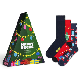 UNISEX HAPPY SOCKS  CARAPE 3-PACK HOLIDAY TREE GIFT SET